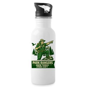 Ranger Wissen Dinge Andere Nicht Spruch - Trinkflasche mit integriertem Trinkhalm - Weiß - Rechts