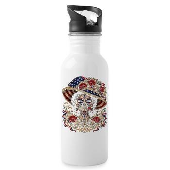 Day of the dead Catrina Schädel Amerika Stil - Trinkflasche mit integriertem Trinkhalm - Weiß - Rechts