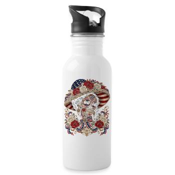 Day of the dead Catrina Schädel Amerika Stil - Trinkflasche mit integriertem Trinkhalm - Weiß - Rechts
