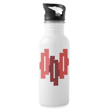 Rosé Burgunder Geomuster - Trinkflasche mit integriertem Trinkhalm - Weiß - Rechts