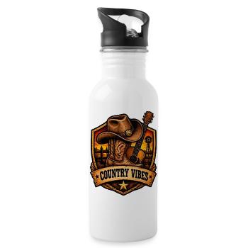 Country Vibes Western Sunset Shield - Trinkflasche mit integriertem Trinkhalm - Weiß - Rechts