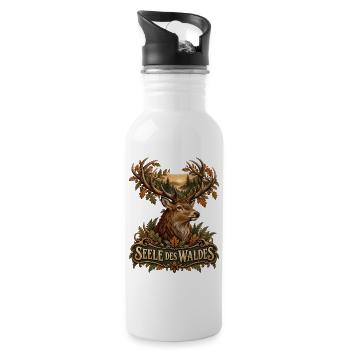 Seele des Waldes - Trinkflasche mit integriertem Trinkhalm - Weiß - Rechts