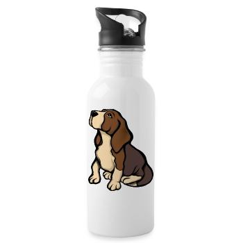 Beagle-Porträt in warmen Tönen - Trinkflasche mit integriertem Trinkhalm - Weiß - Rechts