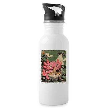 Vintage Japanese Axolotl Buchliebhaber UFO Alien - Trinkflasche mit integriertem Trinkhalm - Weiß - Rechts