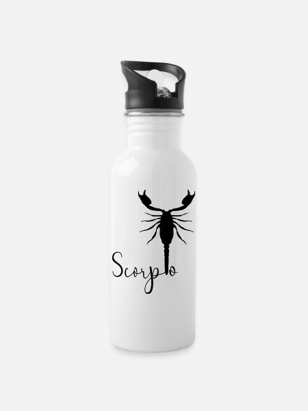 Geburtstag Skorpion - Trinkflasche mit integriertem Trinkhalm - Weiß