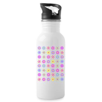 flowers 3col vers2 - Trinkflasche mit integriertem Trinkhalm - Weiß - Rechts