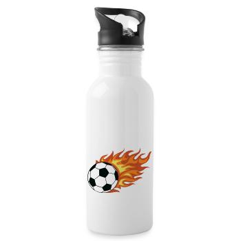 Soccer Flame - Trinkflasche mit integriertem Trinkhalm - Weiß - Rechts