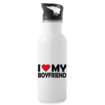 I love my boyfriend - Gourde avec paille intégrée - blanc - Droite