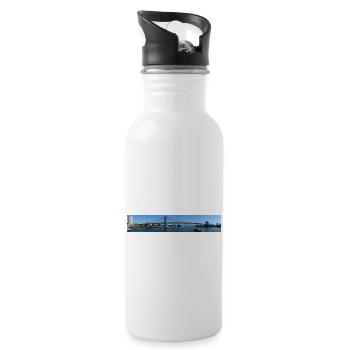 Brücke über ruhiges Wasser - Water bottle with straw - white - Right