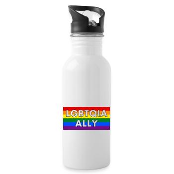 LGBTQIA ally - Water bottle with straw - white - Right