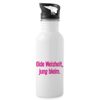 Oide Weisheit, jung bleim – dicton bavarois - Gourde avec paille intégrée - blanc - Droite