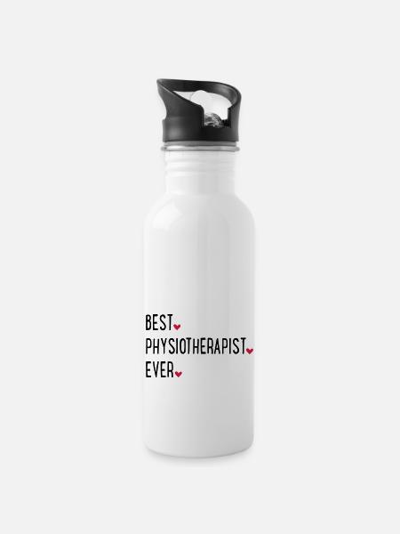 Physiotherapist - Water bottle with straw - white