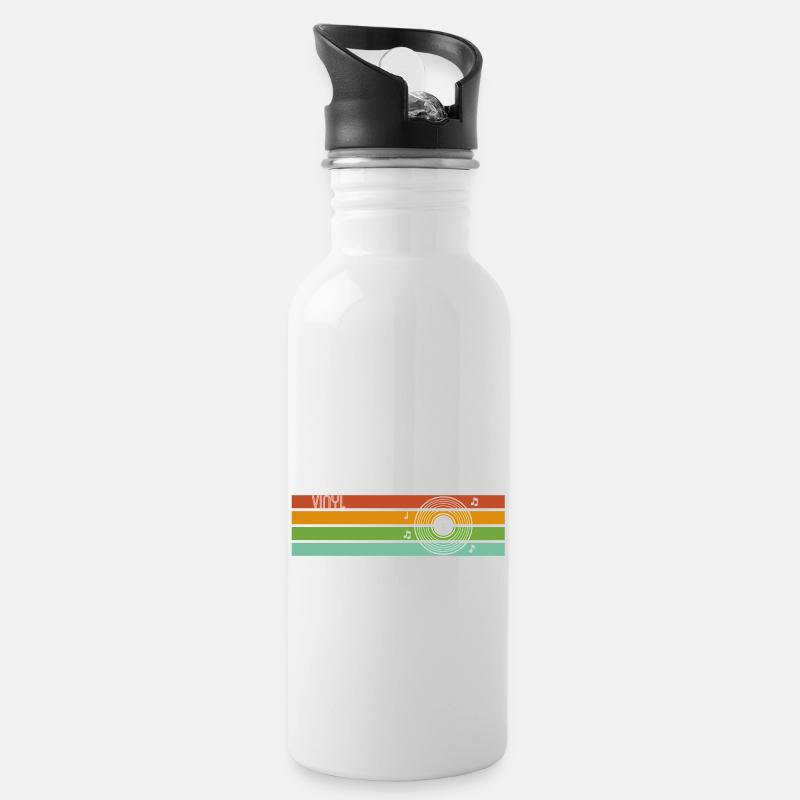 RETRO VINYL - Water bottle with straw - white