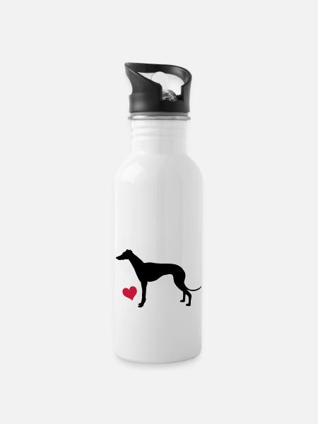 Greyhound - Water bottle with straw - white