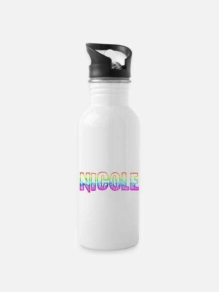 nicole rs arc-en-ciel - Gourde avec paille intégrée - blanc