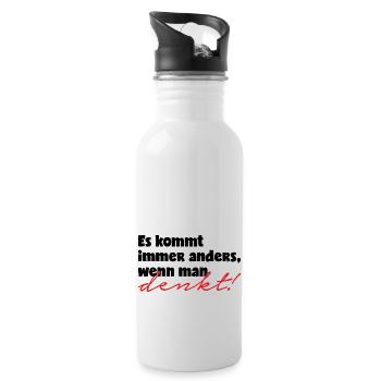 Es kommt immer anders wenn man denkt 1 - Trinkflasche mit integriertem Trinkhalm - Weiß - Rechts
