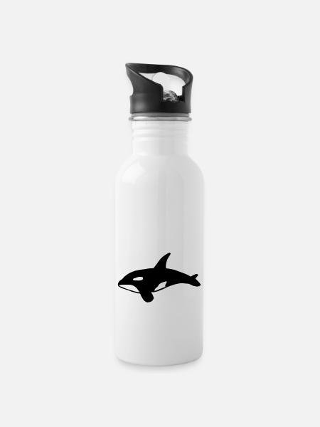 Wal - Trinkflasche mit integriertem Trinkhalm - Weiß