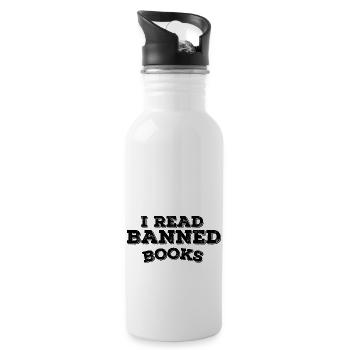 I Read Banned Books 30 - Water bottle with straw - white - Right