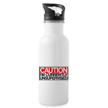 Caution I'm Currently Unsupervised 3 - Trinkflasche mit integriertem Trinkhalm - Weiß - Rechts