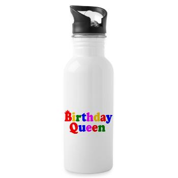 Birthday queen - Water bottle with straw - white - Right