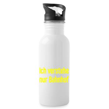 Ich verstehe nur Bahnhof - Trinkflasche mit integriertem Trinkhalm - Weiß - Rechts