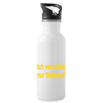 Ich verstehe nur Bahnhof - Trinkflasche mit integriertem Trinkhalm - Weiß - Rechts