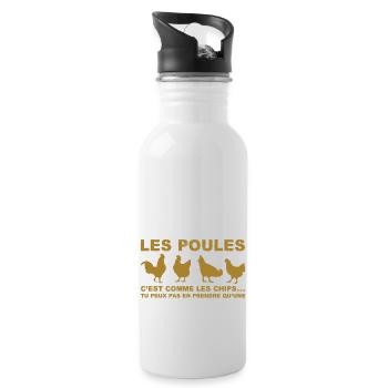 les poules c'est comme les chips - Gourde avec paille intégrée - blanc - Droite