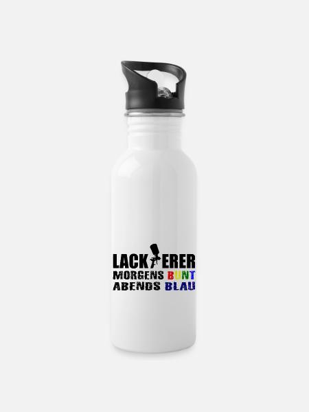 Lackierer - Trinkflasche mit integriertem Trinkhalm - Weiß