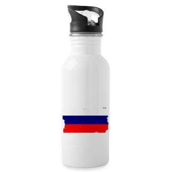 Russia Flag Vintage Russian Flag Used Look - Water bottle with straw - white - Right