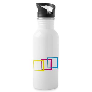 Square Square Pattern Geometry - Water bottle with straw - white - Right