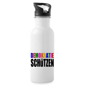 demokratie schützen - Trinkflasche mit integriertem Trinkhalm - Weiß - Rechts