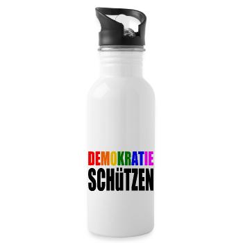 demokratie schützen - Trinkflasche mit integriertem Trinkhalm - Weiß - Rechts