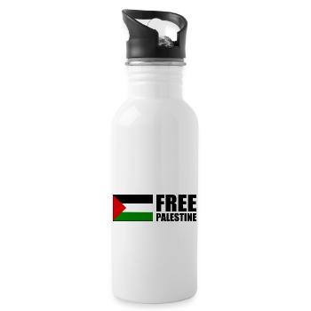 Free palestine - Water bottle with straw - white - Right