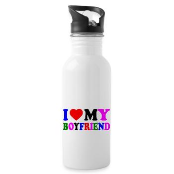 I love my boyfriend - Gourde avec paille intégrée - blanc - Droite
