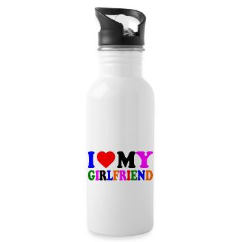 I love my girlfriend - Gourde avec paille intégrée - blanc - Droite