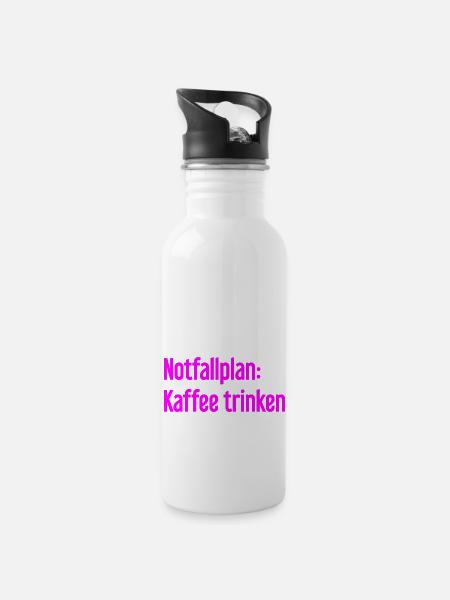 Kaffee-Notfallplan - Trinkflasche mit integriertem Trinkhalm - Weiß