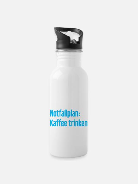 Kaffee-Notfallplan - Trinkflasche mit integriertem Trinkhalm - Weiß