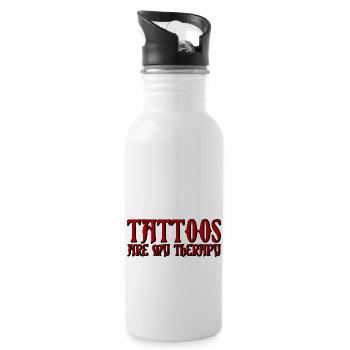Les tatouages sont ma thérapie 7 - Gourde avec paille intégrée - blanc - Droite