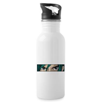 Anime Girl Augen - Trinkflasche mit integriertem Trinkhalm - Weiß - Rechts