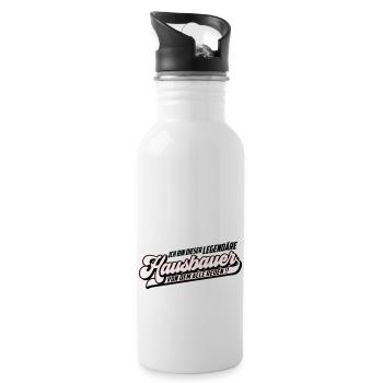 Farbe änderbar | Hausbauer Legendär - Trinkflasche mit integriertem Trinkhalm - Weiß - Rechts