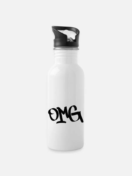 OMG - Trinkflasche mit integriertem Trinkhalm - Weiß
