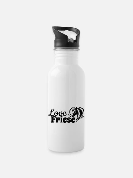 Frison amour coeur tête de cheval - Gourde avec paille intégrée - blanc
