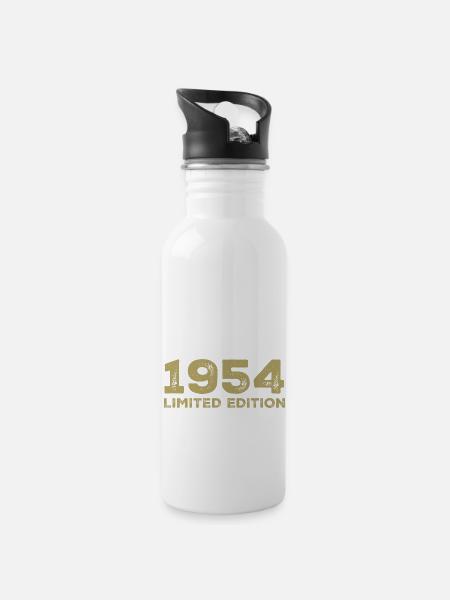 Geburtstagsgeschenk Jahrgang 1954 Jahrgang 1954 - Trinkflasche mit integriertem Trinkhalm - Weiß