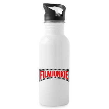 Farben änderbar | Film Junkie - Trinkflasche mit integriertem Trinkhalm - Weiß - Rechts