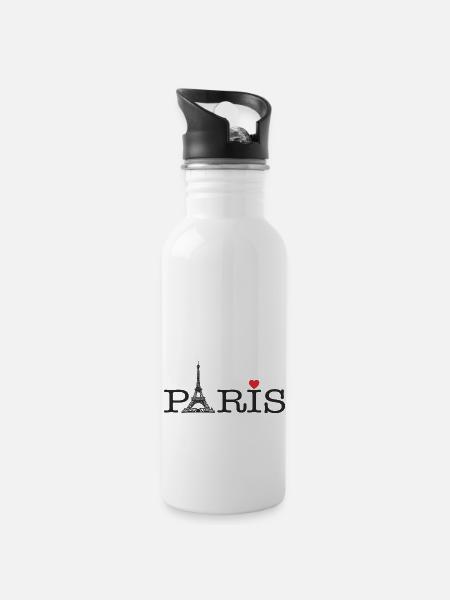 Paris Amour - Gourde avec paille intégrée - blanc
