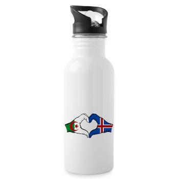 Algérie Islande Drapeau Mains Coeur Forme - Gourde avec paille intégrée - blanc - Droite