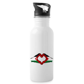 Jordanie Palestine Drapeau Mains Coeur Forme - Gourde avec paille intégrée - blanc - Droite
