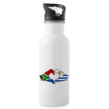 Zuid-Afrika Uruguay Flag Hands Heart Shape - Drinkfles met geïntegreerd rietje - wit - Rechts