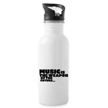 Music Is The Weapon Of The Future (Black font) - Water bottle with straw - white - Right