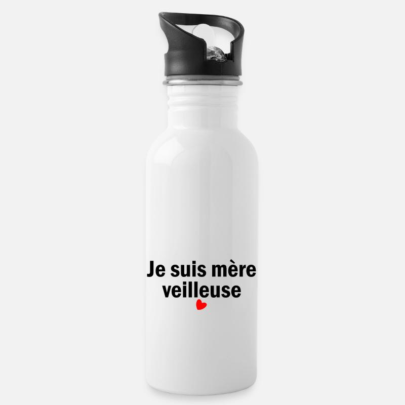 Je suis mère-veilleuse - Gourde avec paille intégrée - blanc